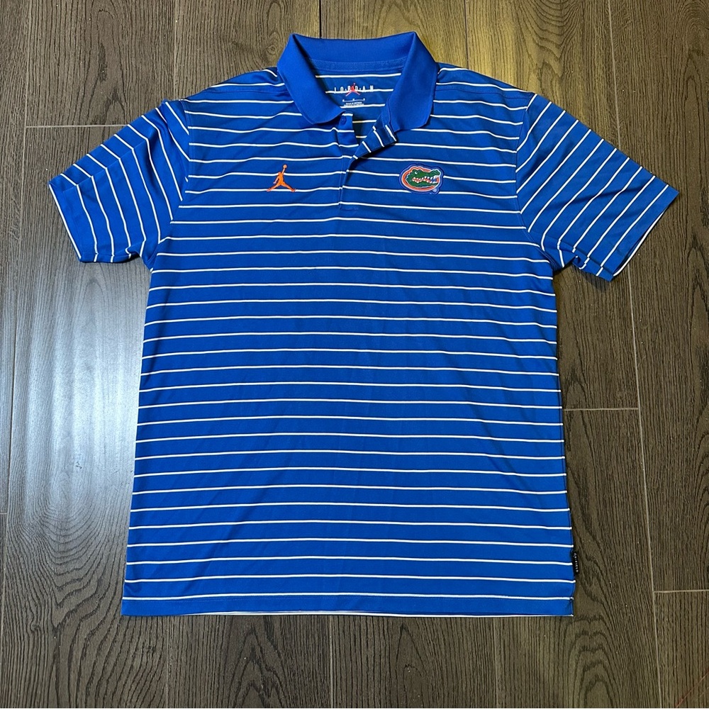 Florida Gators Air Jordan On Field Polo Men's Sz Medium Blue Striped DR0579-480